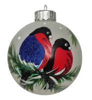 Шар "Два снегиря", 100 мм., в подарочной упаковке