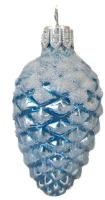 Ёлочное украшение "Шишка в снегу, голуб.гл.", в подарочной упаковке, h-9 см