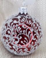 Шар "Вьюнок-веточка морозная" (бордовый), 65 мм., без упаковки