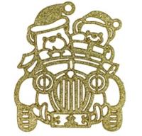 Елочное украшение "Медведи на машине" в ассортименте, 120*120*3 мм