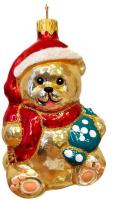 Ёлочное украшение "Мишка плюшевый", красный, в подарочной упаковке,  h-11 см