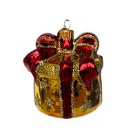 Ёлочное украшение "Праздничный подарок"золото, в подарочной упаковке, h-7,5 см