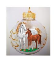 Шар "Лошадь с жеребёнком", 65 мм., в подарочной упаковке