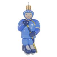 Ёлочное украшение "Хоккеист 1" синий, в подарочной упаковке, h- 10 см