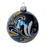 Шар "Ветка двухцветка" синий, 80 мм., без упаковки