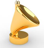 Ёлочное украшение "Граммофон золотой", в подарочной упаковке, h- 11,5 см