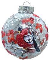 Шар "Задумчивый снегирь", 100 мм., в подарочной упаковке - кормушке