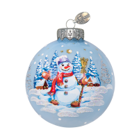 Шар "Снеговик в деревне", 65 мм., в подарочной упаковке 
