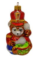 Елочное украшение "Медведь-солдат с барабаном", в подарочной упаковке, h-11 см