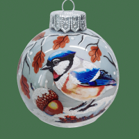 Шар "Птичка зимняя", 100 мм., в подарочной упаковке - кормушке