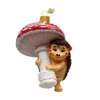 Ёлочное украшение "Ёжик с мухомором", в подарочной упаковке, h- 10 см