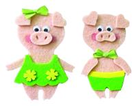 Ёлочное украшение фетр "Свинки смешинки 2" в ассортименте, в упаковке