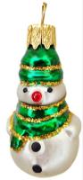 Ёлочное украшение "Снеговик мини" зелёный, в подарочной упаковке, h-7см