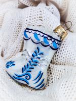 Елочное украшение "Сапожок Русские Узоры", в подарочной упаковке, h-6 см