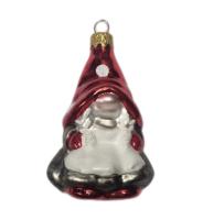 Ёлочное украшение "Волшебный гномик 3" красный, в подарочной упаковке h- 9 см