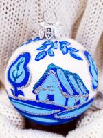 Шар "Русские узоры  Домик", 65 мм., в подарочной упаковке