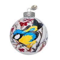 Шар "Синичка", 100 мм., в подарочной упаковке - кормушке