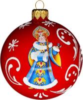 Шар "Расписная Снегурочка", 80 мм., красная в подарочной упаковке,