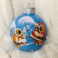 Шар "Лесные совята 6", 80 мм., в подарочной упаковке