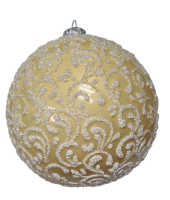 Шар "Вьюнок-веточка морозная" (шампань), 100 мм., в подарочной упаковке