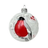 Шар "Снегирь в рябине 1", 85 мм., в подарочной упаковке