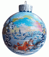 Шар "Тройка запряжённая", 100 мм., в подарочной упаковке