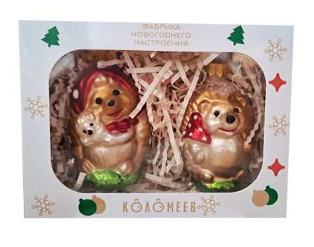 Набор "Лесные Ёжики", из 2 фигурок, в подарочной упаковке