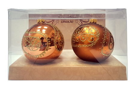 Набор "Снежные узоры" из 2 шаров, серия "ВС", 85 мм., в подарочной упаковке