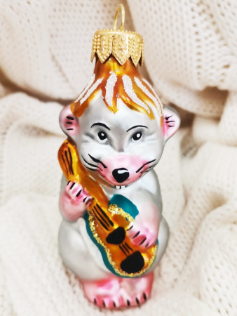 Ёлочное украшение "Крыса с гитарой", в подарочной упаковке, h-10 см
