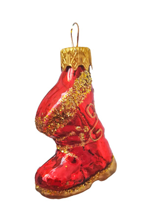 Ёлочное украшение "Сапожок" красный, в подарочной упаковке, h-9см