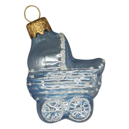 Ёлочное украшение "Детская коляска" голубая, в подарочной упаковке, h-6см