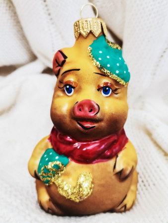 Ёлочное украшение "Свинка с зонтиком", в подарочной упаковке, h-11см