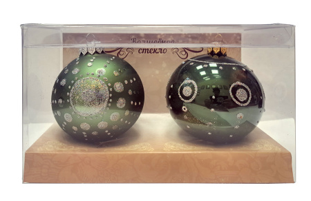 Набор "Фейерверк" из 2 шаров, серия "ВС", 85 мм., в подарочной упаковке