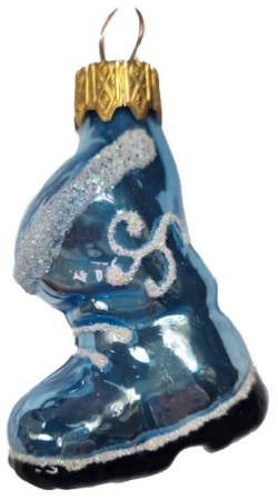 Ёлочное украшение "Сапожок" голубой, в подарочной упаковке h-6см