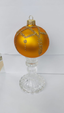 Шар "Ёлки-палки 3", 85 мм., золотой, в подарочной упаковке