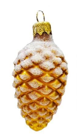 Ёлочное украшение "Шишка в снегу, золото", в подарочной упаковке, h-9 см