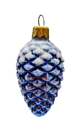 Ёлочное украшение "Шишка в снегу, синяя", в подарочной упаковке, h-9 см